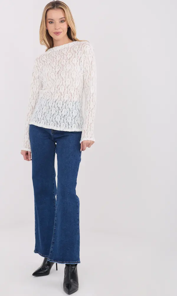 Italy Moda Бяла дантелена блуза