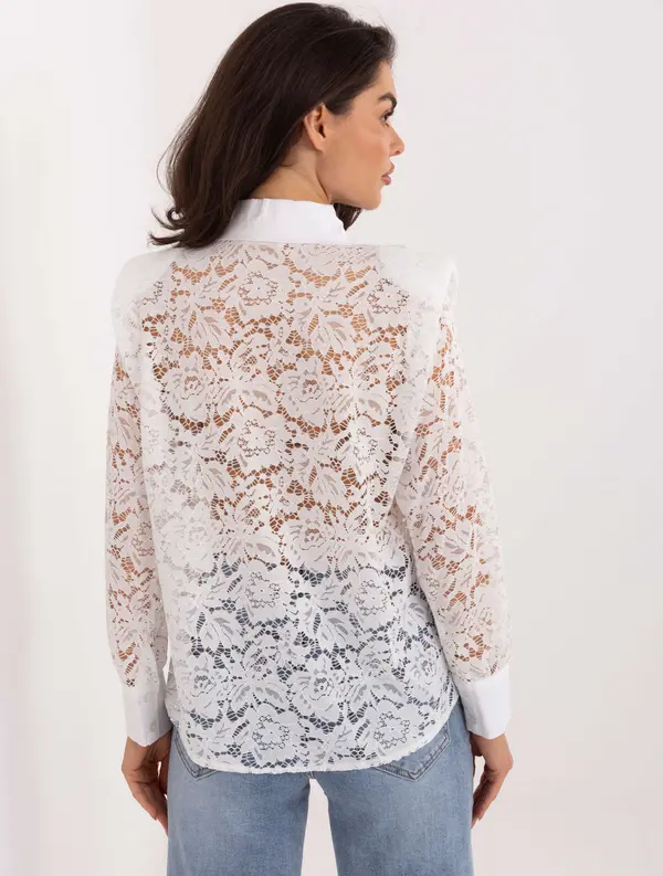 Italy Moda Бяла дантелена блуза