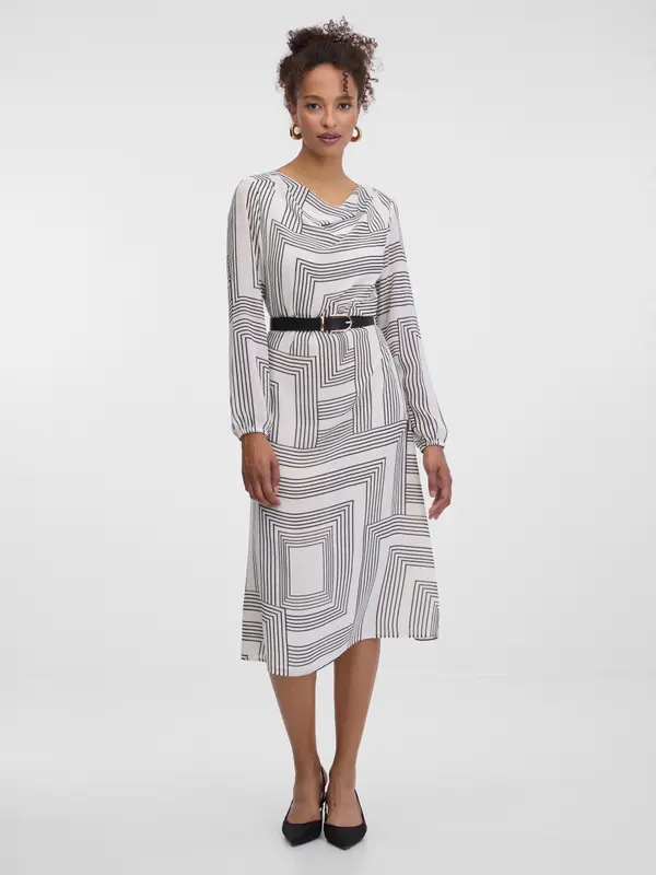 Orsay Бяла миди рокля с шарки ORSAY