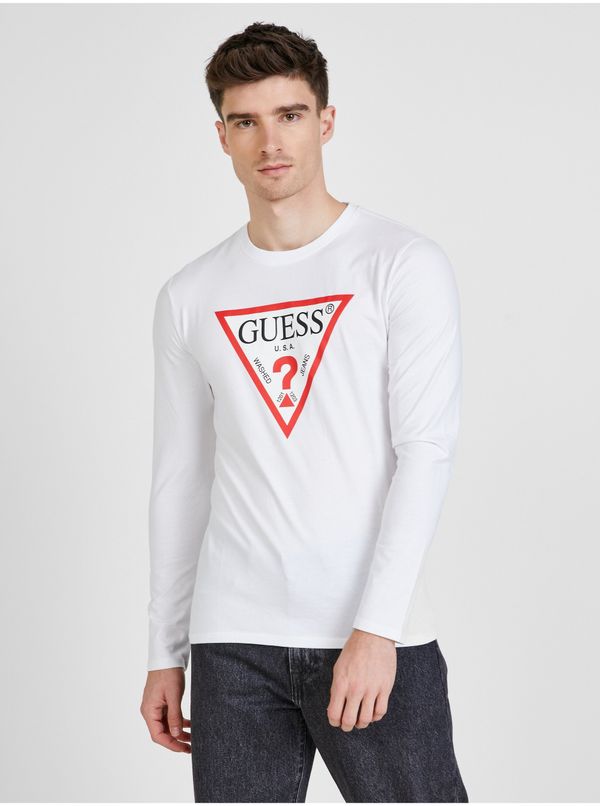Guess Бяла мъжка тениска Guess - мъже
