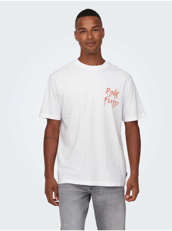 Only Бяла мъжка тениска с къс ръкав ONLY & SONS Pink Floyd - мъже