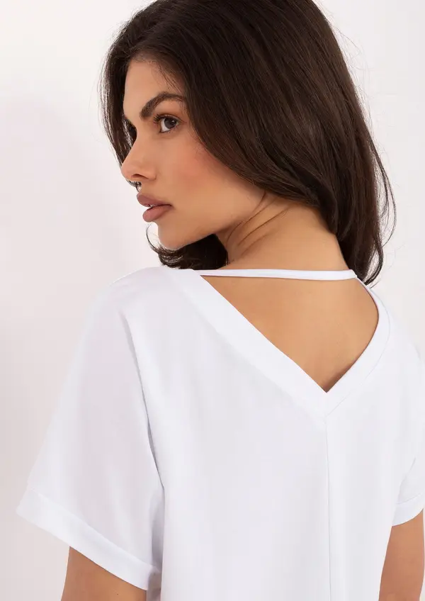 RUE PARIS Бяла овърсайз блуза с къс ръкав