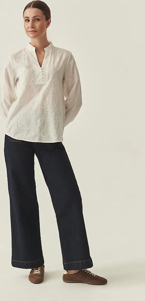 Tatuum Бяла памучна блуза с бродерия Tanti Tatuum