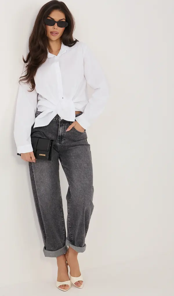 Factory Price Бяла риза с дълъг ръкав и копчета