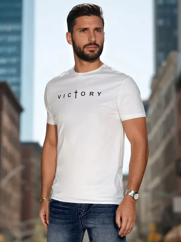 DStreet Бяла тениска с надпис VICTORY