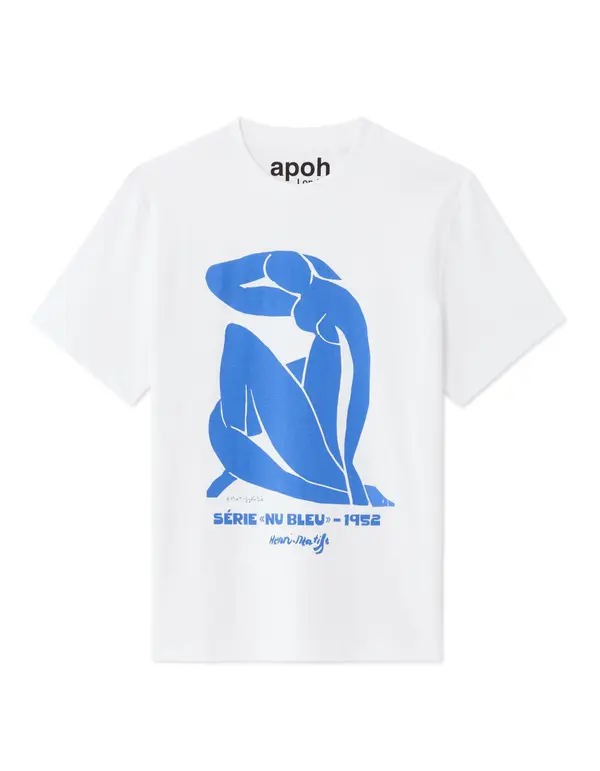 Celio Бяла тениска със син мотив на Матис