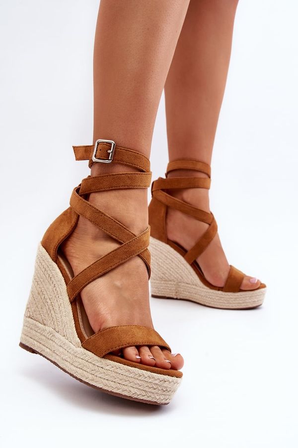 Kesi Camel Salthe Knitted Wedge Sandals