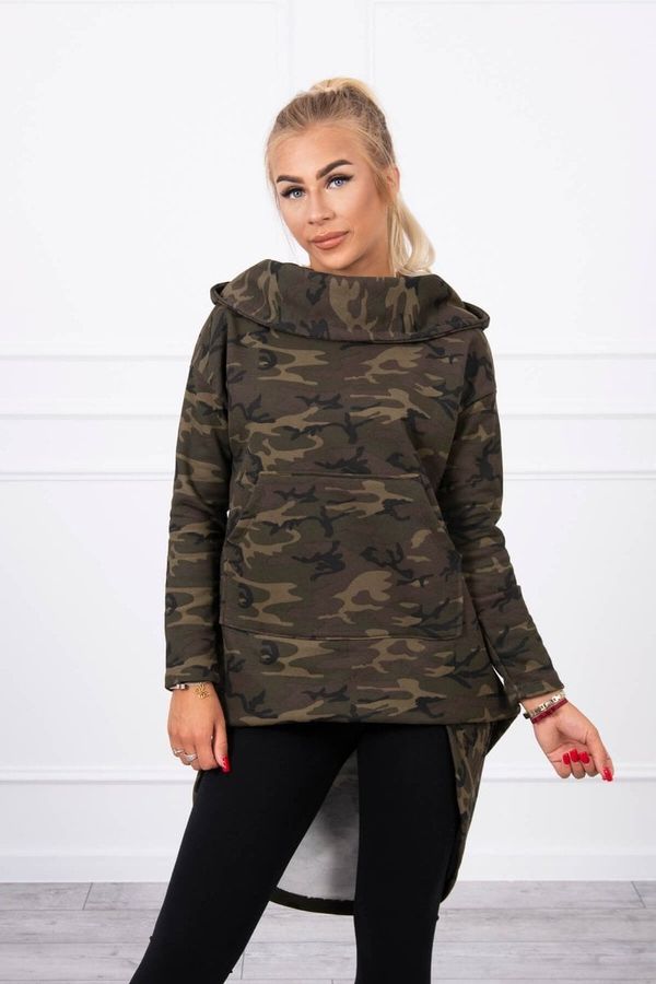 marka niezdefiniowana Camo Khaki + Green Long Back Sweatshirt
