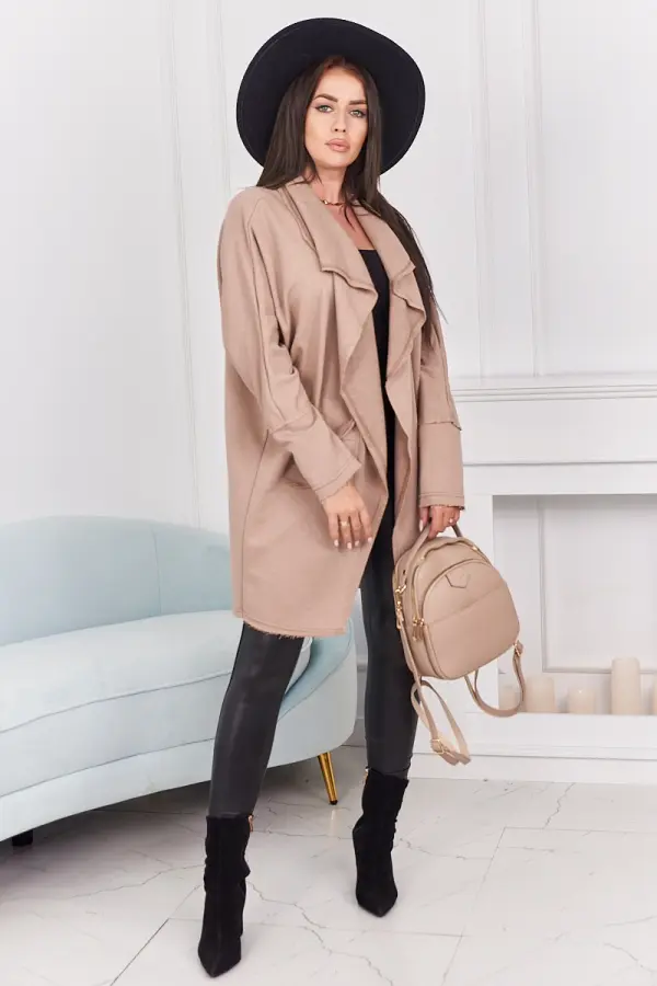 Kesi Cape with pockets dark beige