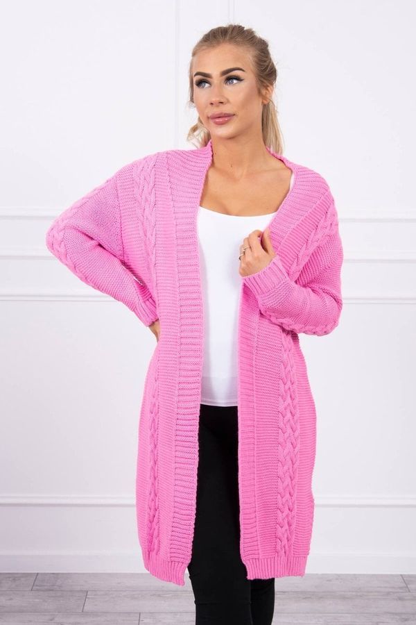 marka niezdefiniowana Cardigan sweater braid light pink