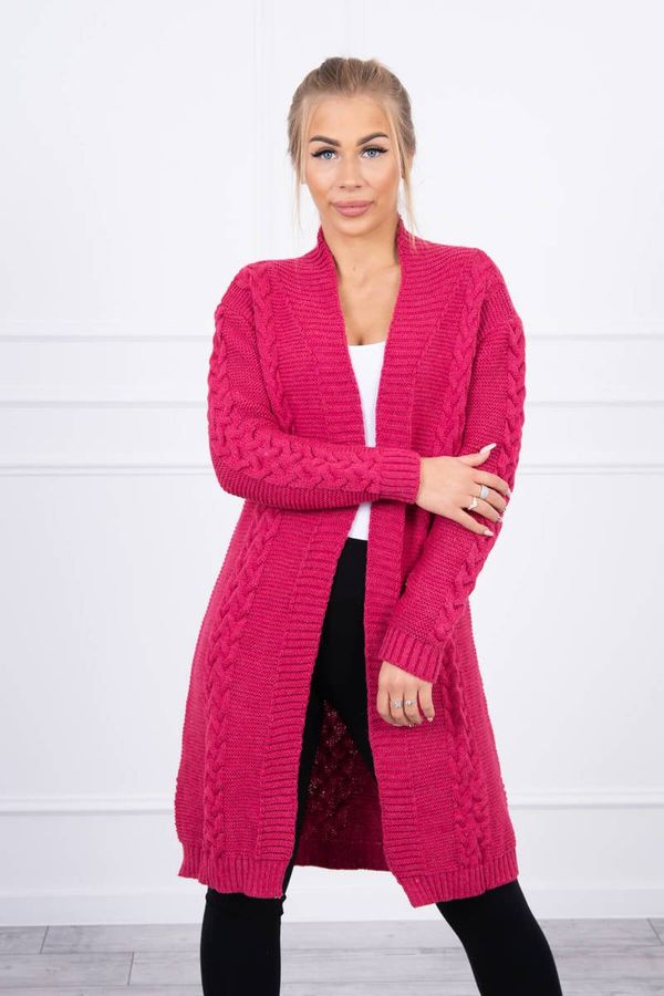 marka niezdefiniowana Cardigan sweater braided in fuchsia color