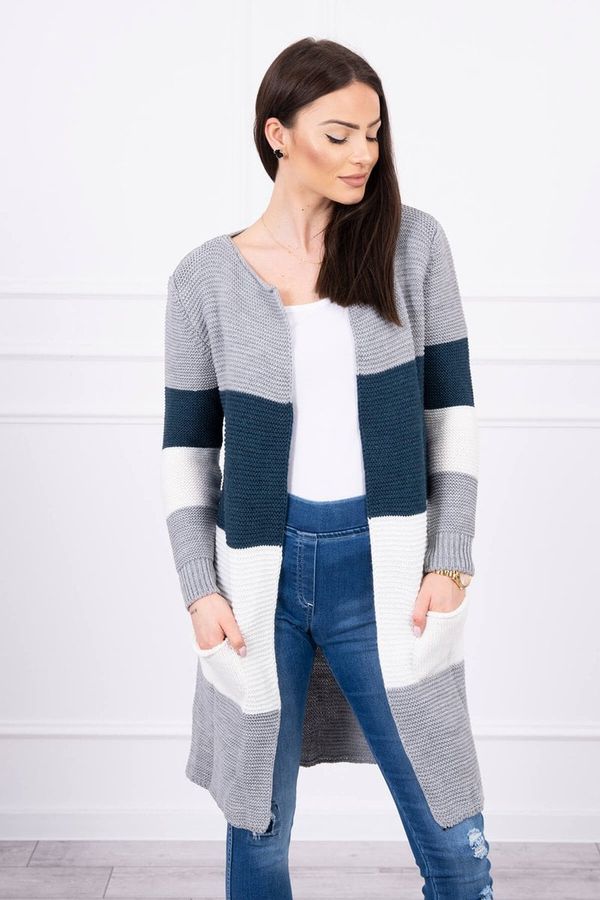 marka niezdefiniowana Cardigan sweater on straps gray+dark jeans