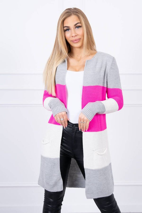 marka niezdefiniowana Cardigan sweater on straps gray+pink neon