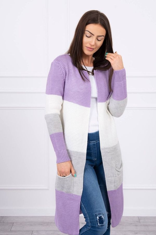 marka niezdefiniowana Cardigan sweater on straps purple+ecru