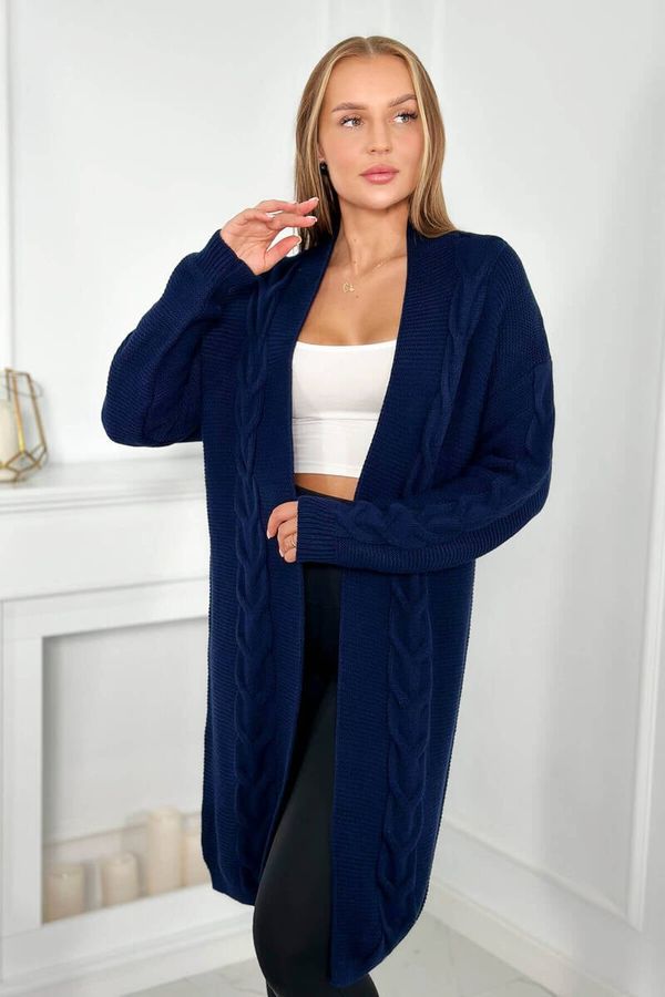marka niezdefiniowana Cardigan sweater weave braid navy blue