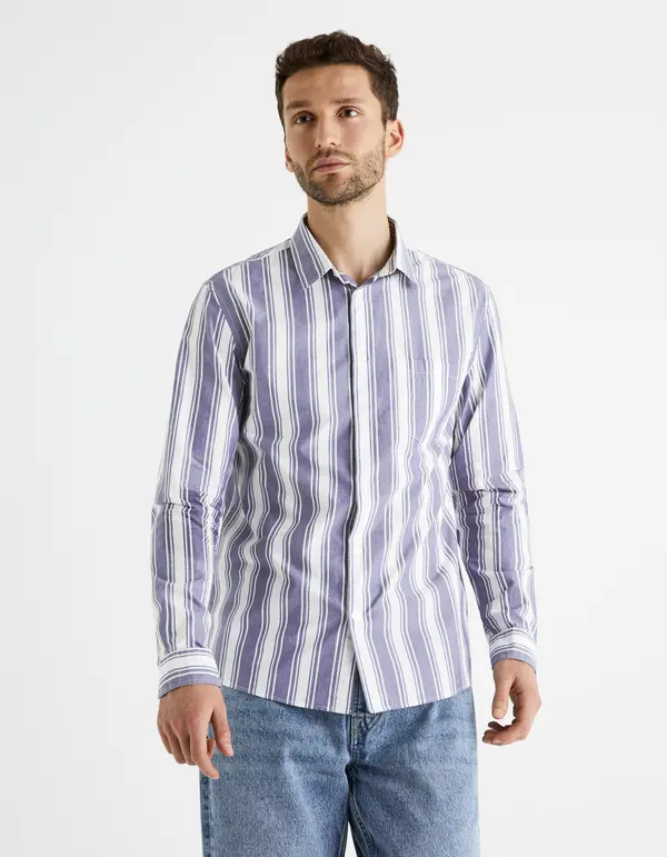 Celio Celio Cotton Shirt Bastripes - Men's