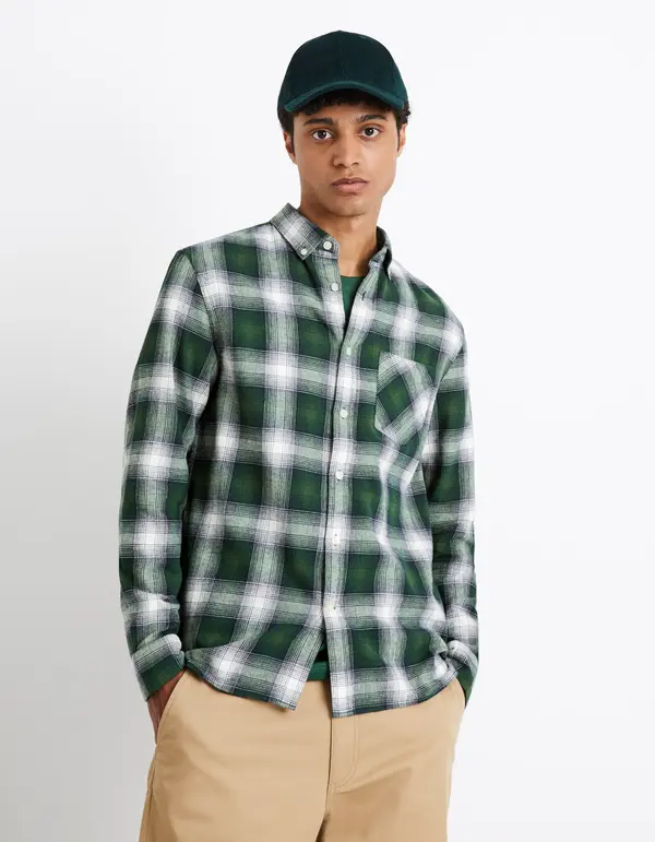 Celio Celio Flannel Plaid Shirt Camulto - Men's