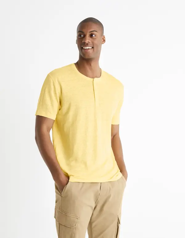 Celio Celio Linen Short Sleeve T-Shirt - Mens