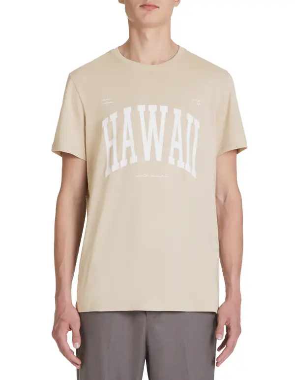 Celio Celio White Jeville Patterned Sae T-Shirt - Men's