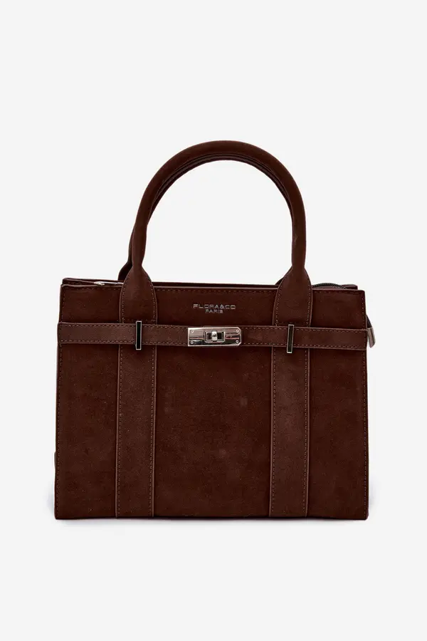 FLORA & CO Чанта Flora&amp;Co в шоколадово синьо, изработена от еко велур