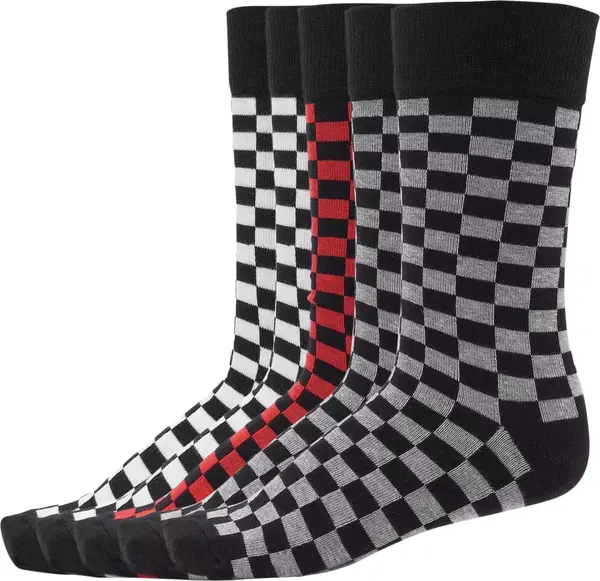 Urban Classics Check Socks 5-Pack blk/h.gray/wht