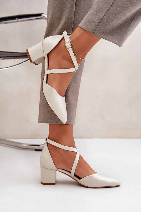 SERGIO LEONE Чехли На Ток С Еко Кожа Перлени Sergio Leone SK830