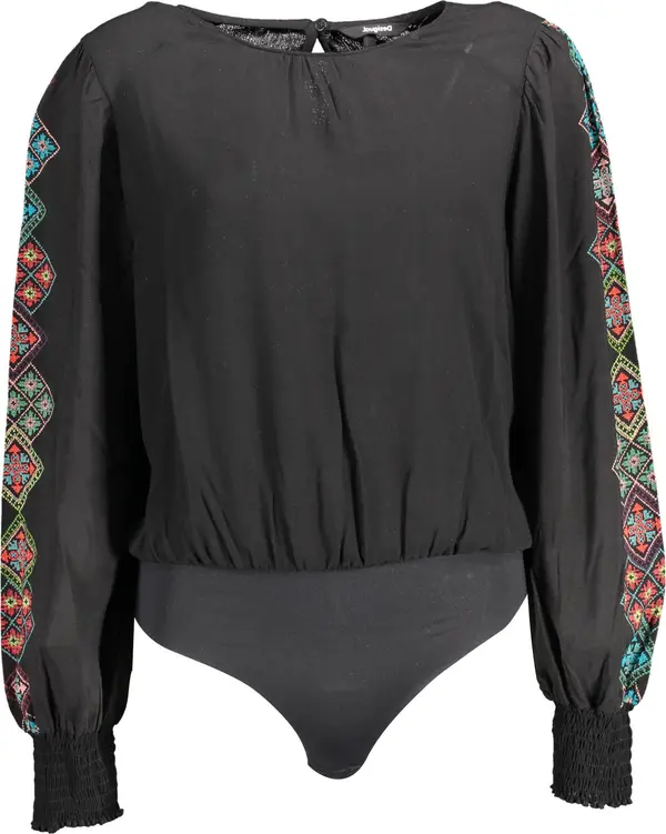 DESIGUAL Черен боди с дълъг ръкав Desigual