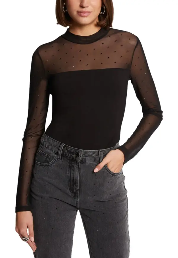 Morgan De Toi Черен боди с дълъг ръкав Morgan De Toi