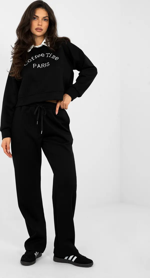 Italy Moda Черен дамски комплект с надпис