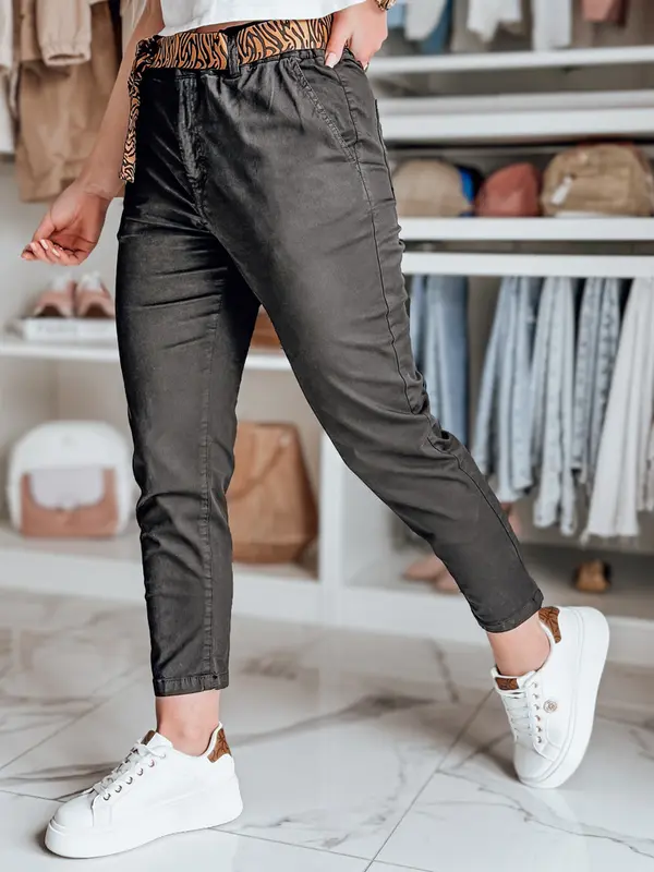 DStreet Черен дамски панталон с колан MADELINA