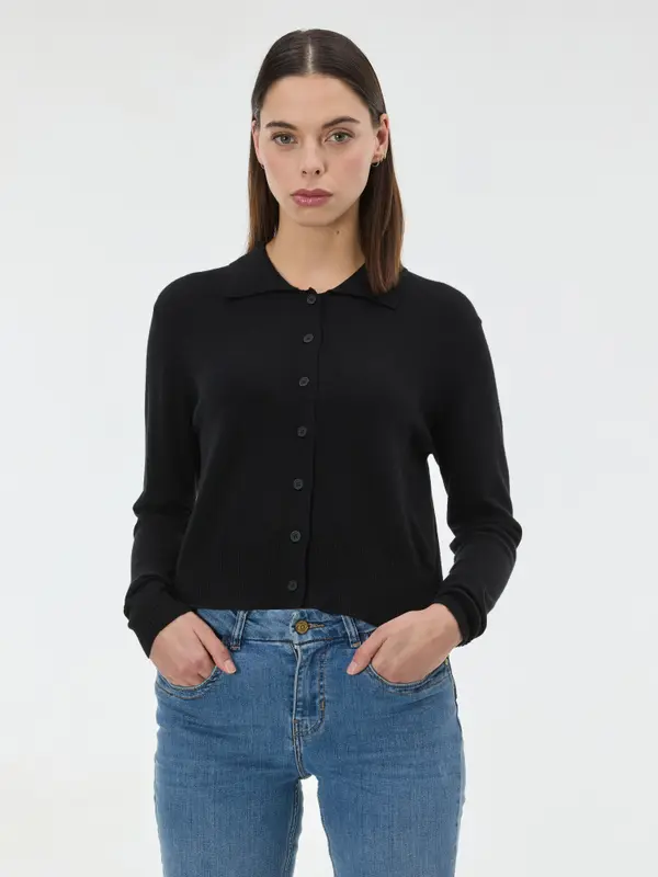 Orsay Черен дамски пуловер с яка ORSAY