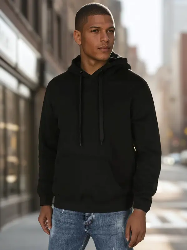 DStreet Черен мъжки суичър с качулка