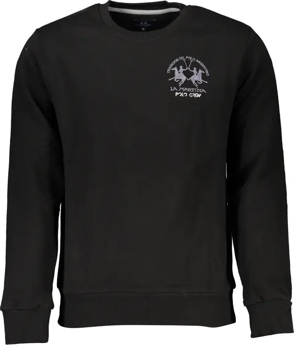 La Martina Черен мъжки суитшърт без качулка