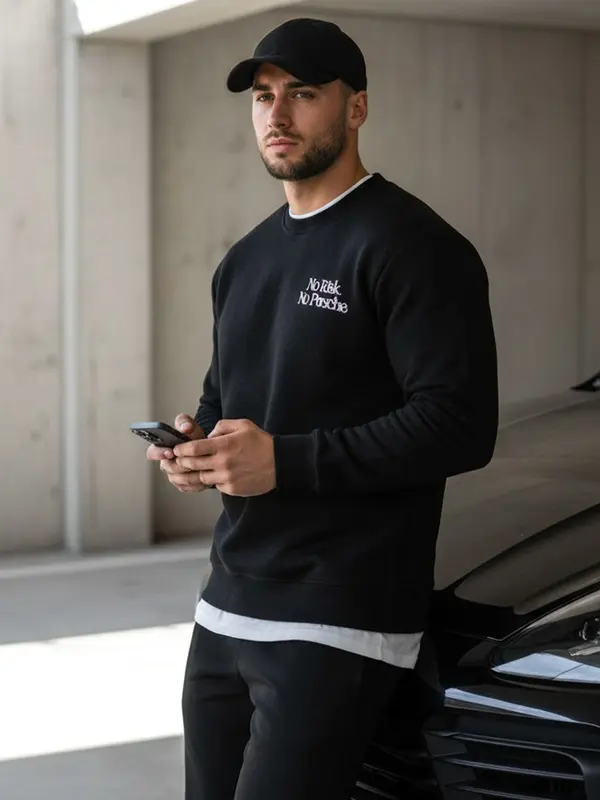 DStreet Черен мъжки суитшърт без качулка