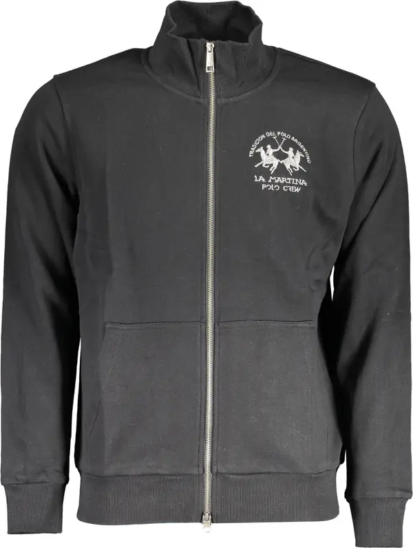La Martina Черен мъжки суитшърт с цип LA MARTINA