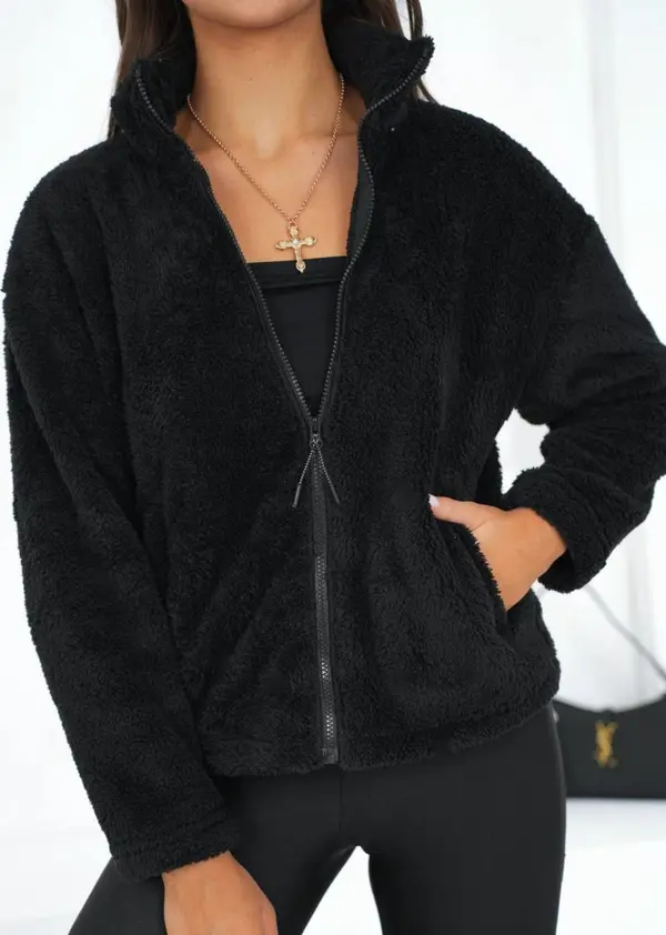 Factory Price Черен полар с цип и суичър