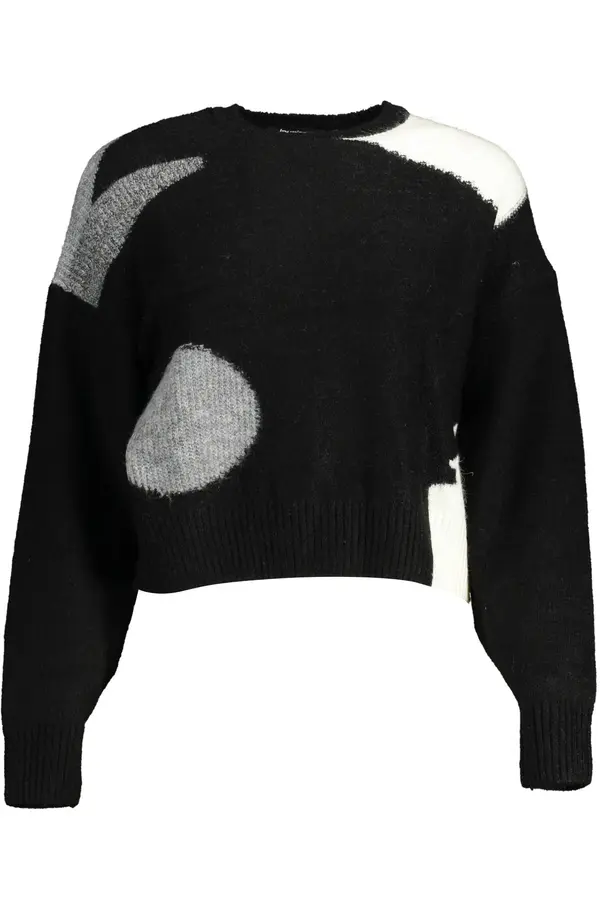 DESIGUAL Черен пуловер с шарки Desigual
