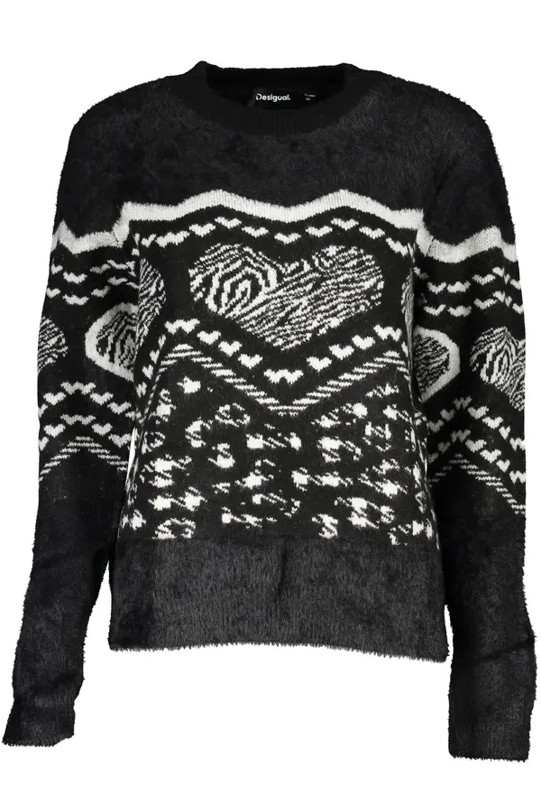 DESIGUAL Черен пуловер с шарки Desigual