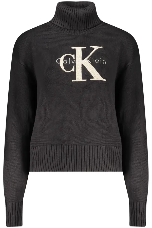 Calvin Klein Черен пуловер с висока яка Calvin Klein