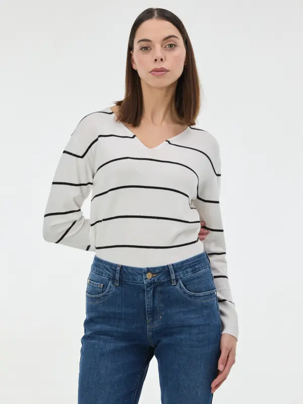 Orsay Черен раиран дамски пуловер ORSAY