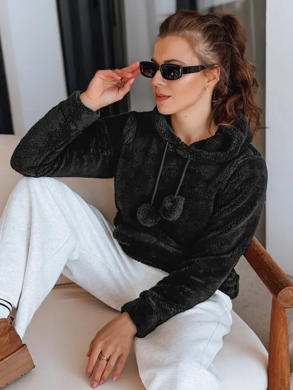 DStreet Черен суичър с качулка