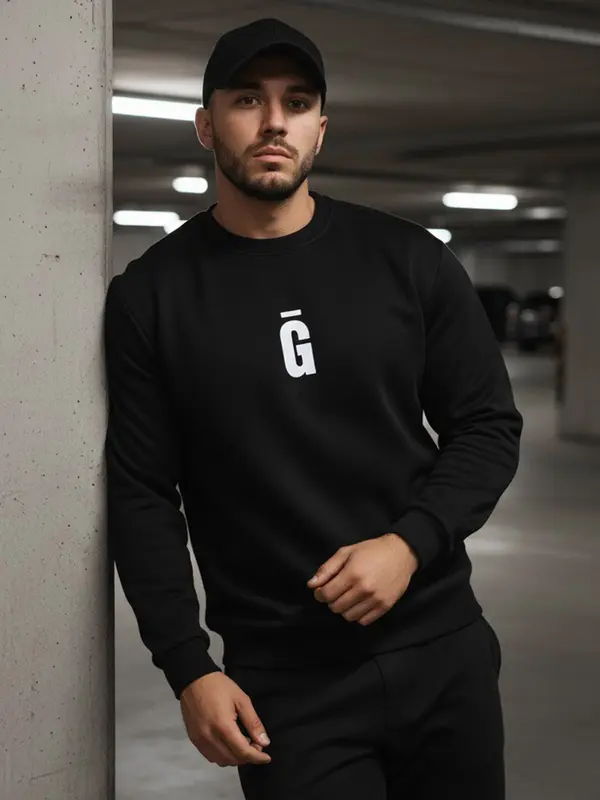 DStreet Черен суитшърт с принт G