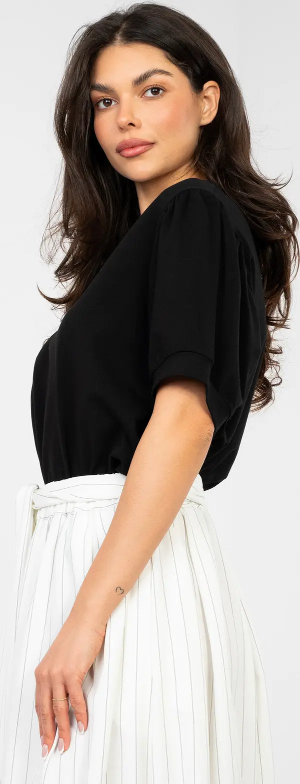 RUE PARIS Черна блуза с бухнали ръкави