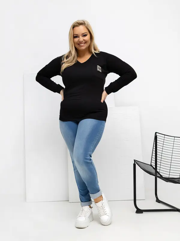 RELEVANCE Черна блуза с дълъг ръкав plus size