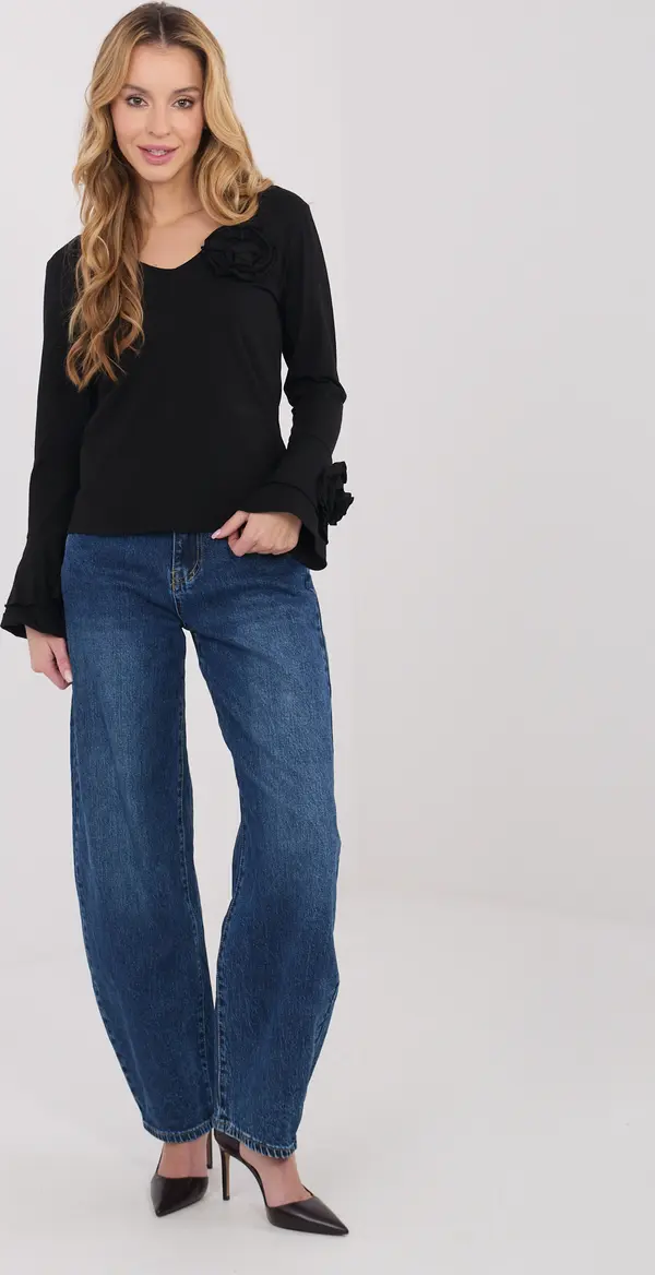 Italy Moda Черна блуза с дълъг ръкав