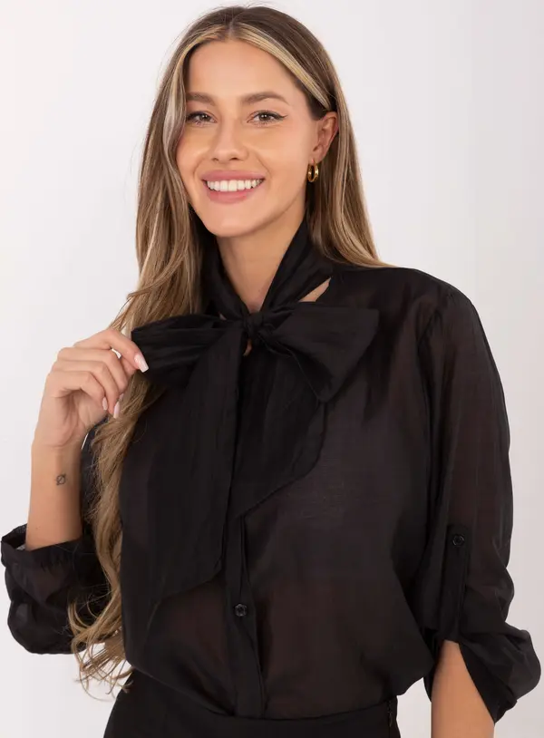 Factory Price Черна блуза с панделка