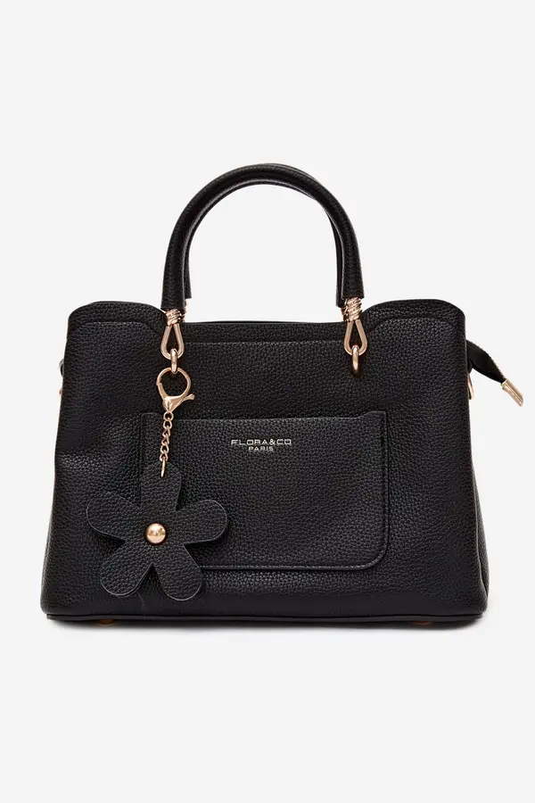 FLORA & CO Черна чанта Flora&amp;Co с висулка от цвете