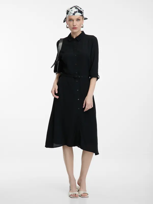 Orsay Черна дамска рокля-риза ORSAY