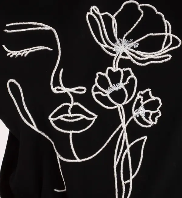 Italy Moda Черна дамска тениска с мотив на лице