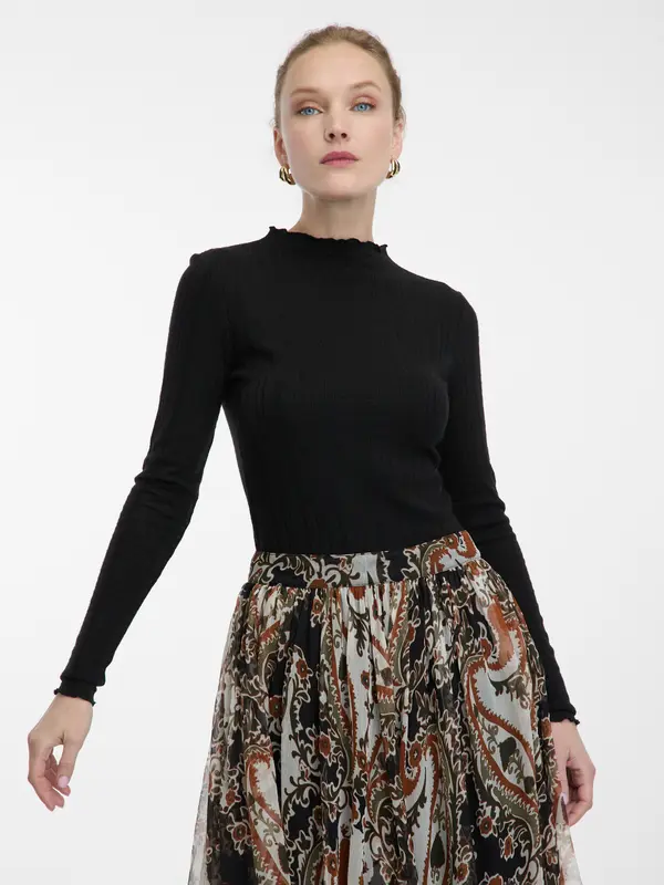 Orsay Черна дамска тениска с поло яка